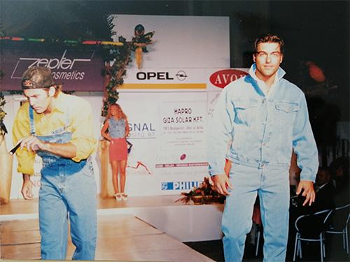 férfi farmerdzseki és kertésznadrág a 90-es években