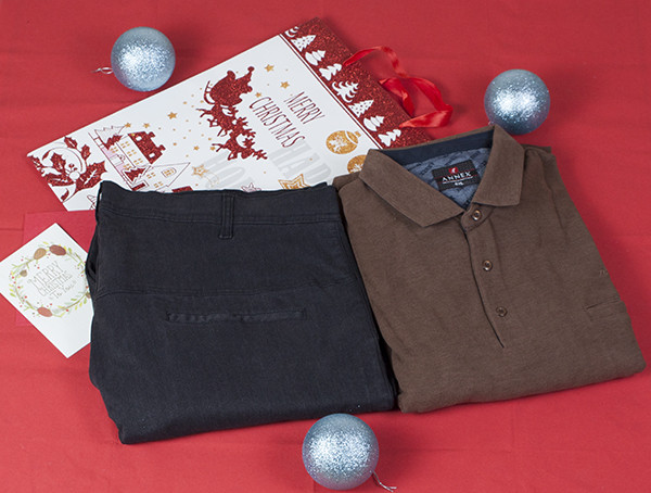 szövet nadrág pulcsival karácsonyra